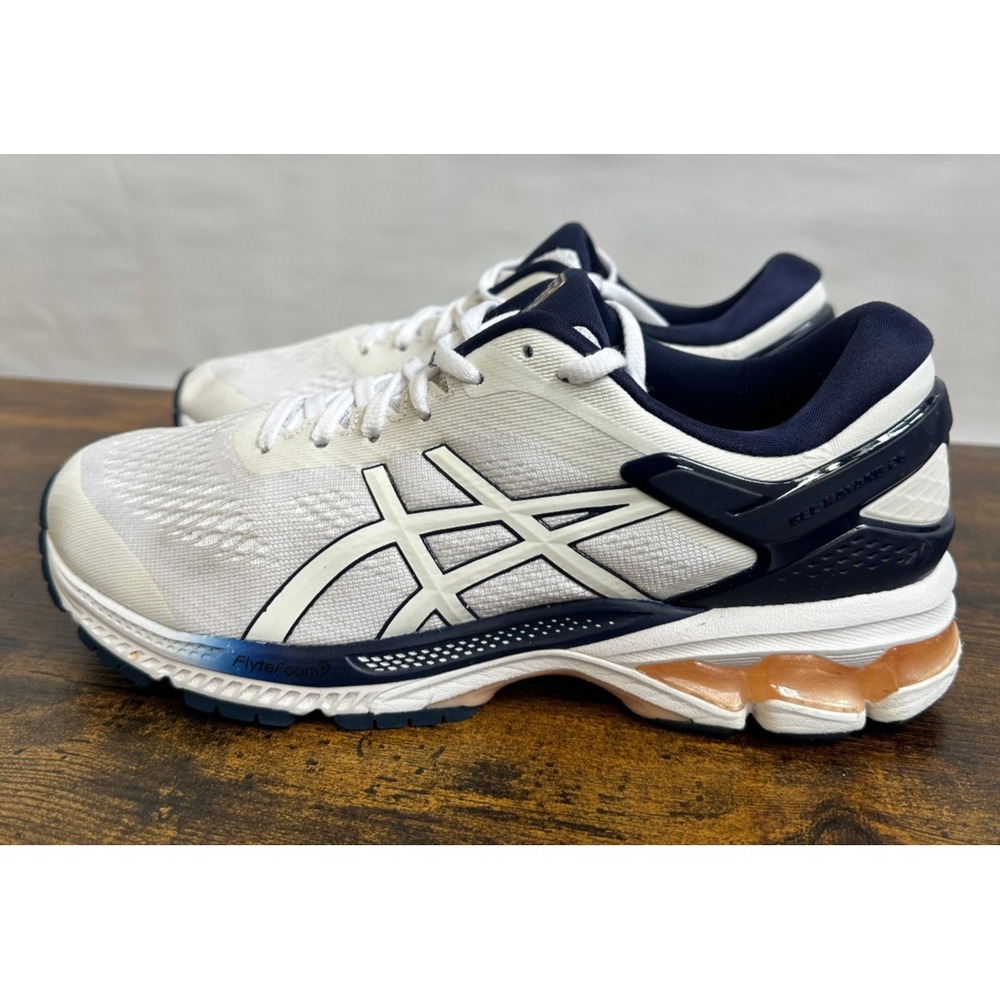 Asics Gel Kayano 26 Womens 9 Running Shoes White Navy Blue Sneaker *No Insoles* - Picture 2 of 15